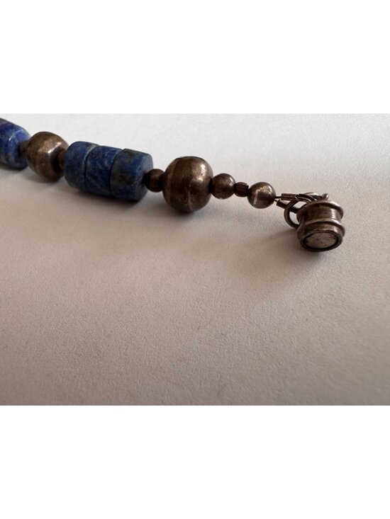 Vintage Lapis Lazuli Sterling Silver Necklace 925 Bench Beads 8mm Southwest Styl - Picture 9 of 11